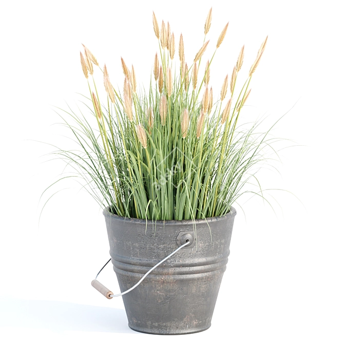 Rusty Metal Pots Plant Collection 3D model image 3