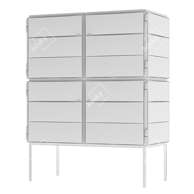 Steel Frame NewspaperWood Cabinet 3D model image 15