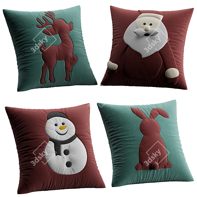 Luxury Velvet Cushions 3D model image 1