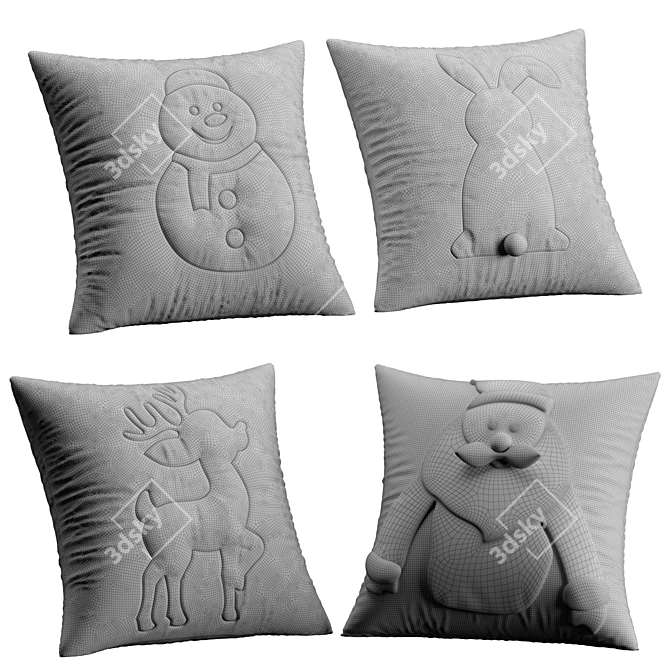 Luxury Velvet Cushions 3D model image 6