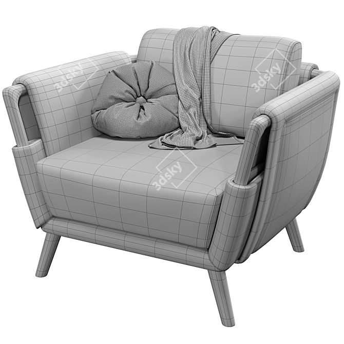 Sculpted Heartwood Armchair by Flou 3D model image 6