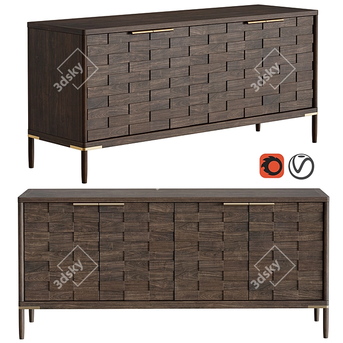 Oak Textures Wood Dresser - Dantone Home 3D model image 1