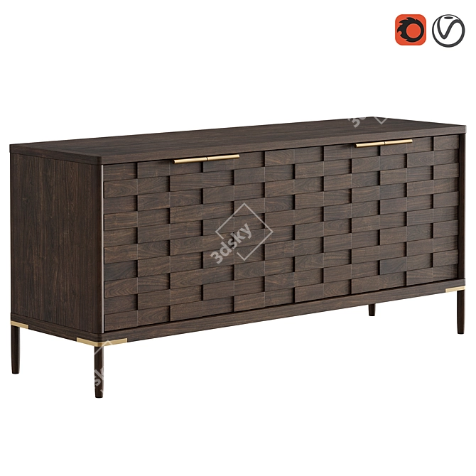 Oak Textures Wood Dresser - Dantone Home 3D model image 5