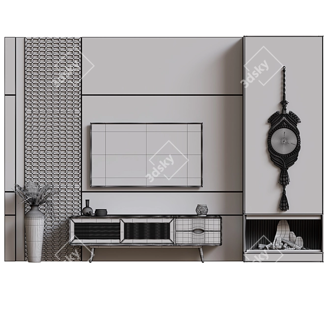 Modern TV Wall Unit Set 3D model image 3