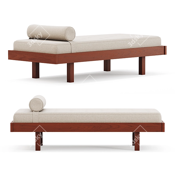 Title: Mid-Century Charlotte Perriand Daybed 3D model image 1