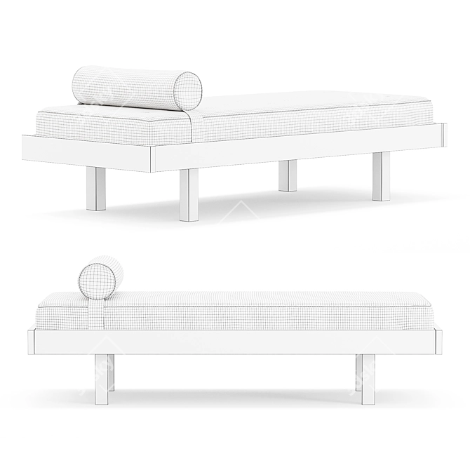 Title: Mid-Century Charlotte Perriand Daybed 3D model image 2