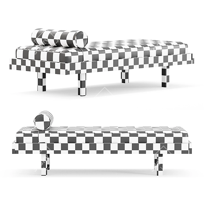 Title: Mid-Century Charlotte Perriand Daybed 3D model image 3