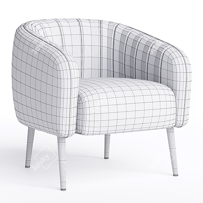 Plush Velvet Barrel Lounge Chair 3D model image 2