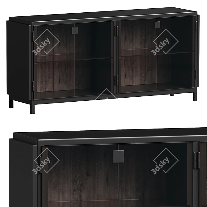 Modern Rustic Oak Wood Sideboard 3D model image 1