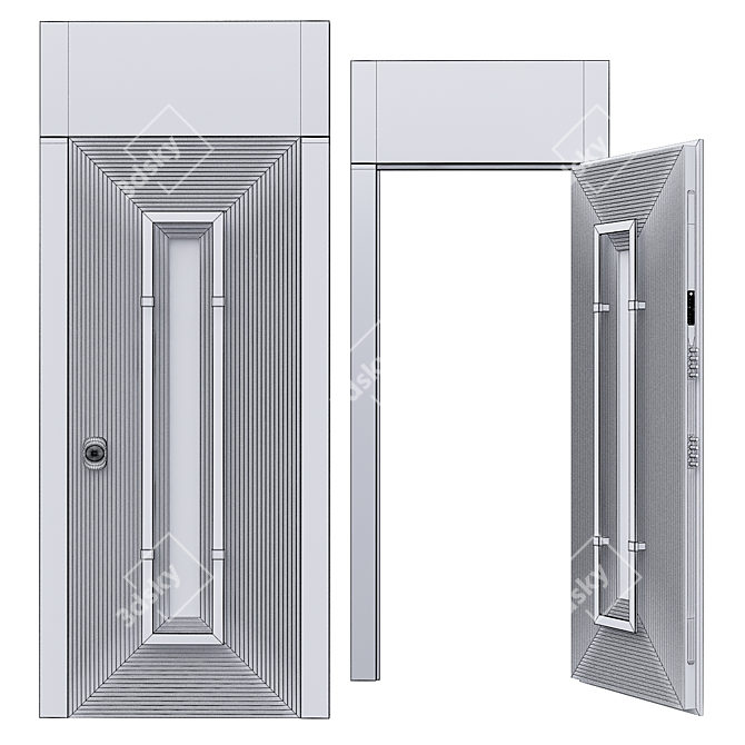 Modern Grace Door Panel 3D model image 2