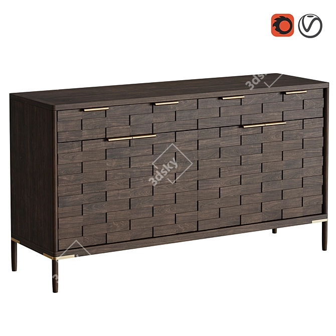 Textures Buffet Sideboard in Oak 3D model image 1