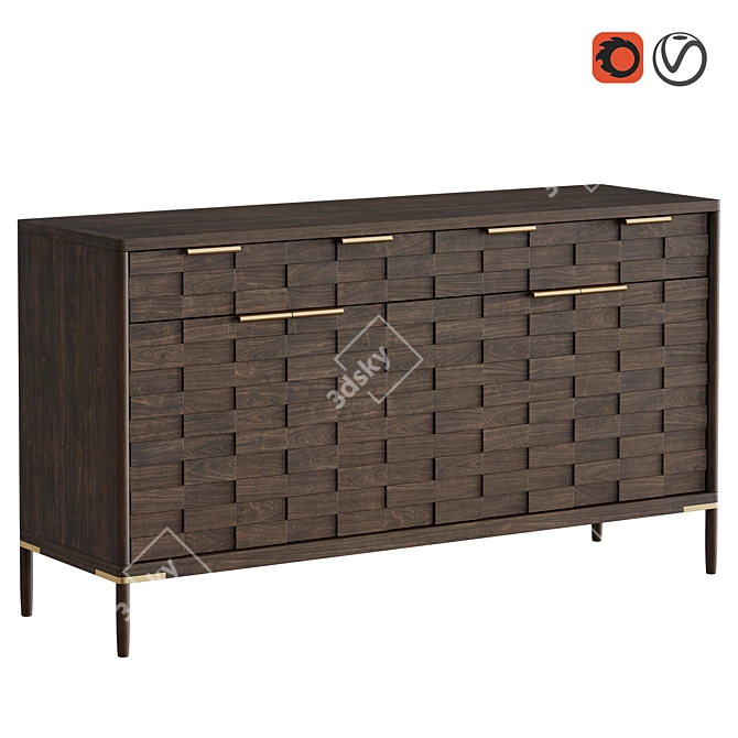 Textures Buffet Sideboard in Oak 3D model image 6