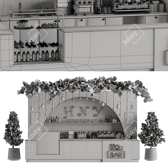 Hotel Bar 3D Model & Decor Items 3D model image 4