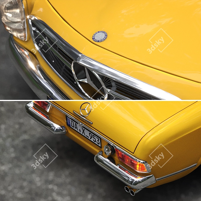 Retro Mercedes 280SL Rigged Model 3D model image 4