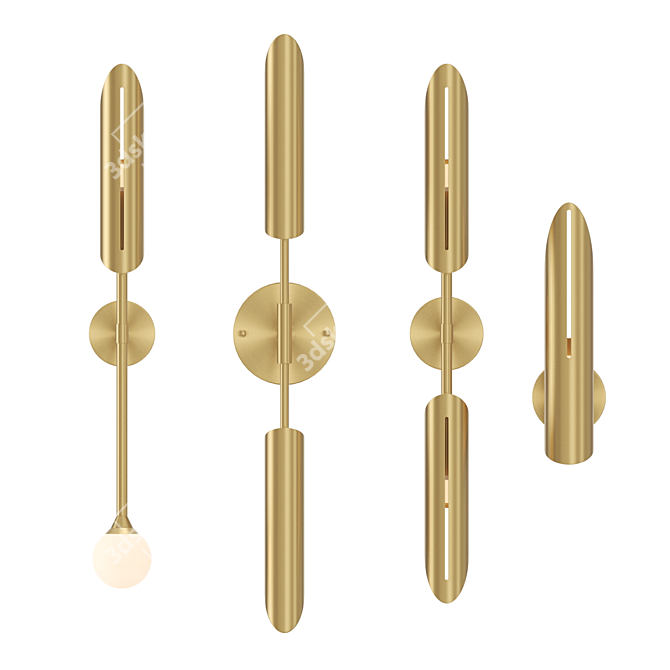 Sleek Metal Wall Sconces Collection 3D model image 2