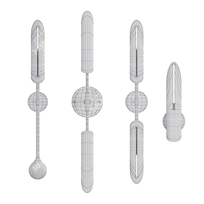 Sleek Metal Wall Sconces Collection 3D model image 3