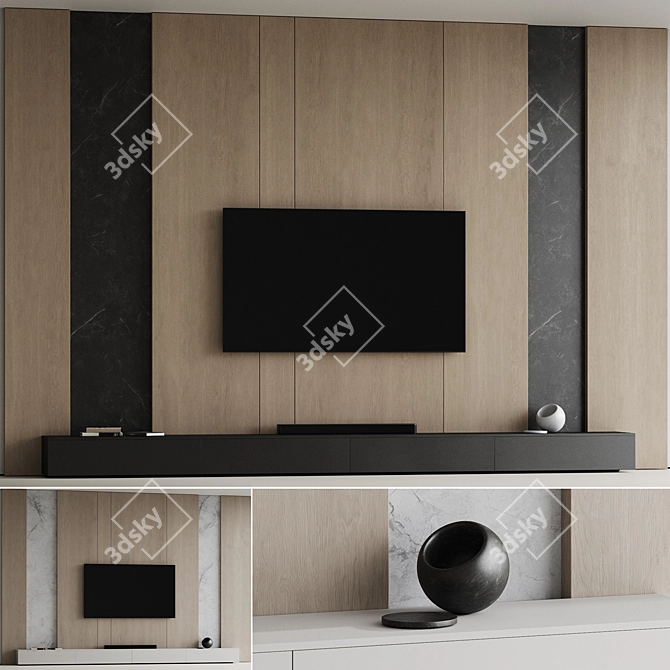 High-Resolution TV Wall 12 3D model image 1