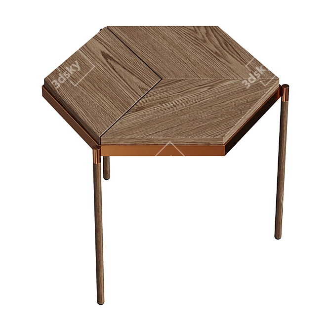 Loft-concept Hexagonal Side Table 3D model image 1