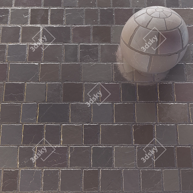 Rainy Mosaic Pavement Tiles 3D model image 2