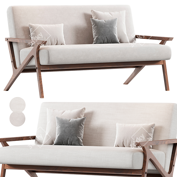 Stylish Modrest Candea Walnut Loveseat 3D model image 1