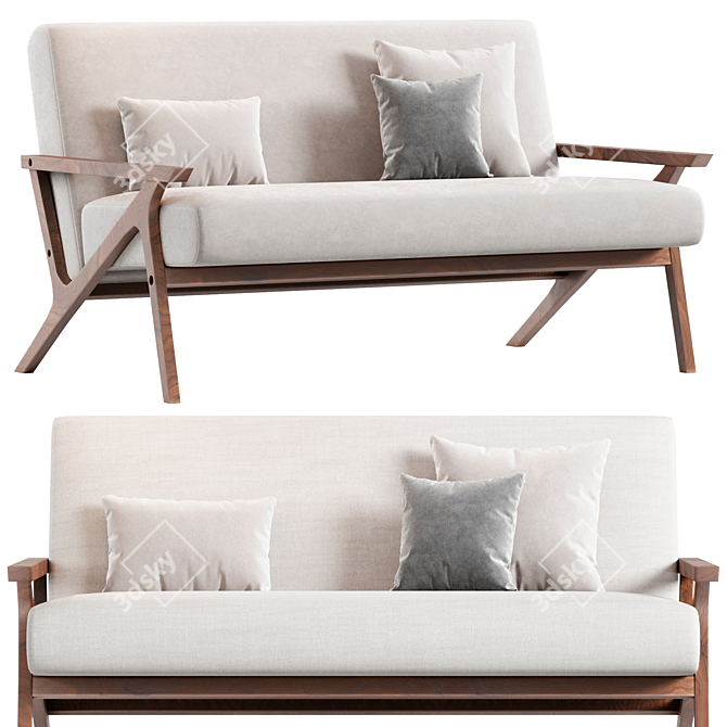 Stylish Modrest Candea Walnut Loveseat 3D model image 2