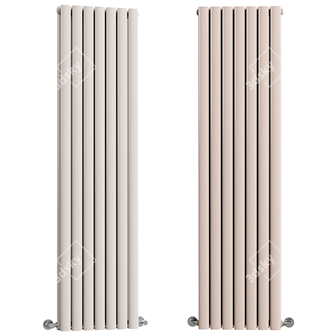 Modern White Double Vertical Radiator 3D model image 1