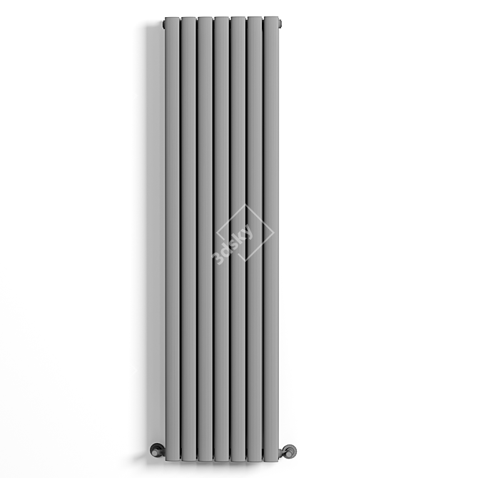 Modern White Double Vertical Radiator 3D model image 3