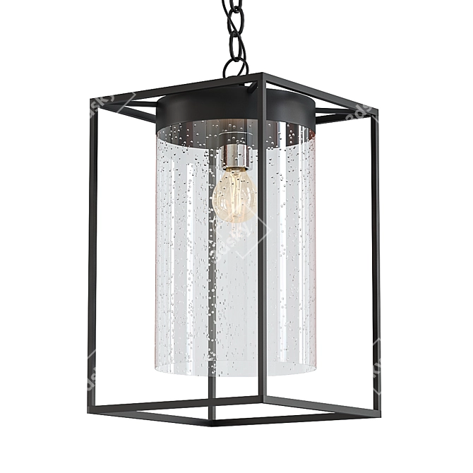 Sleek Black Pendant Light 3D model image 1