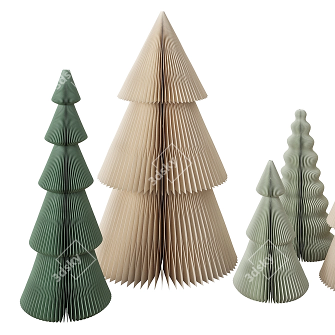 Paper Christmas Tree Set 3D model image 3