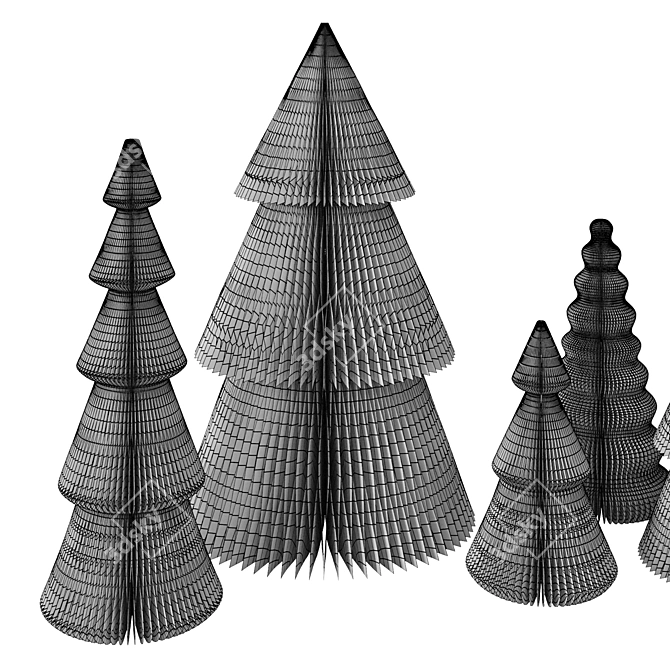 Paper Christmas Tree Set 3D model image 4