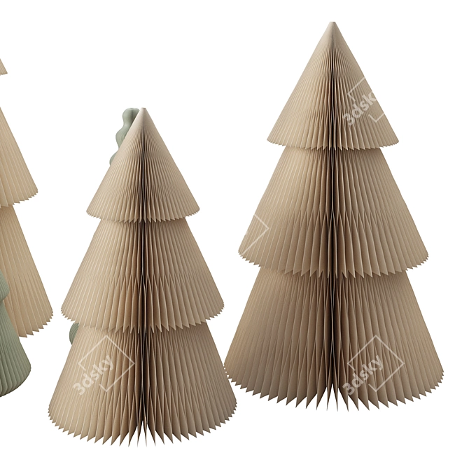 Paper Christmas Tree Set 3D model image 5