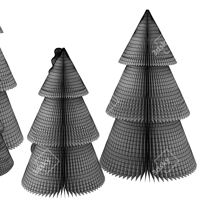 Paper Christmas Tree Set 3D model image 6