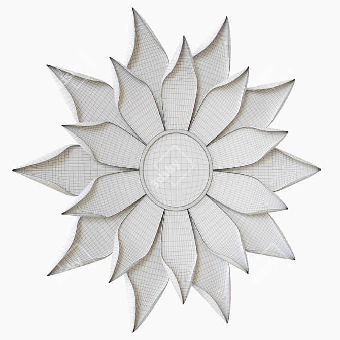 Floral Sunburst Beveled Wall Mirror 3D model image 3