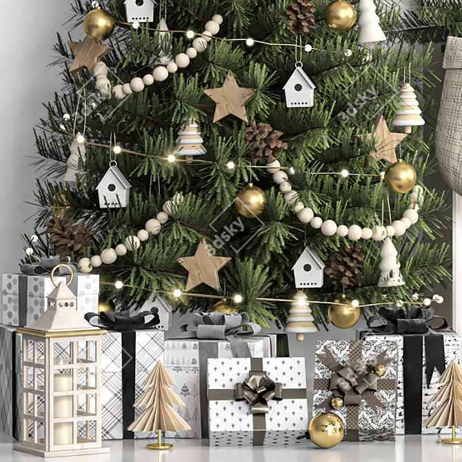 Festive Christmas Tree Decor 3D 3D model image 6