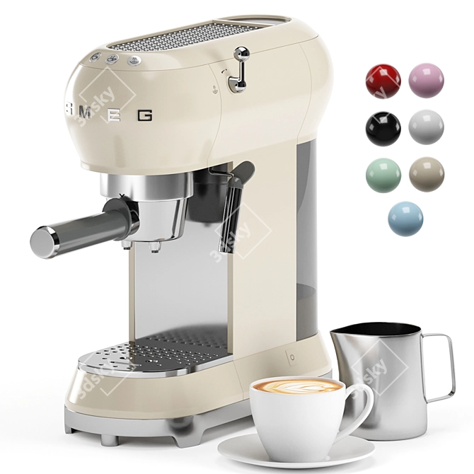 Retro Style Espresso Coffee Machine 3D model image 2