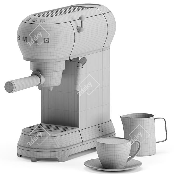 Retro Style Espresso Coffee Machine 3D model image 9