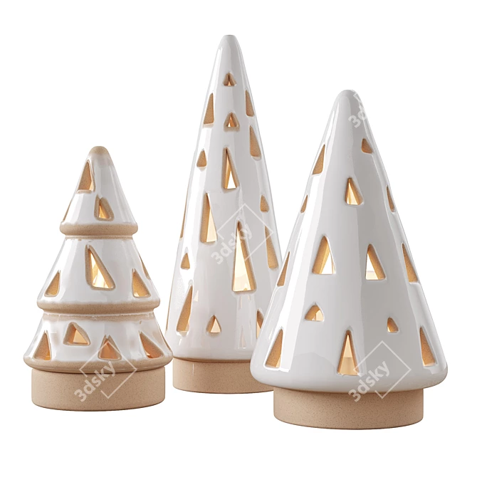 Glazed Ceramic Christmas Trees 3D model image 1