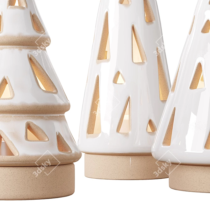 Glazed Ceramic Christmas Trees 3D model image 3