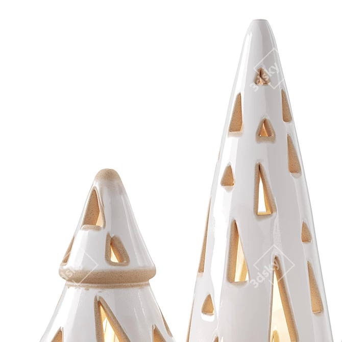 Glazed Ceramic Christmas Trees 3D model image 7