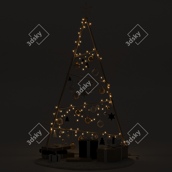 Wooden Christmas Tree 3D Model 3D model image 5