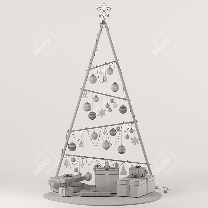 Wooden Christmas Tree 3D Model 3D model image 6