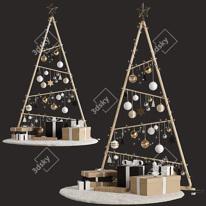 Wooden Christmas Tree 3D Model 3D model image 11