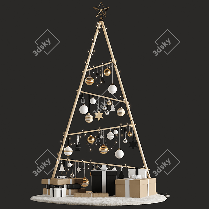 Wooden Christmas Tree 3D Model 3D model image 13