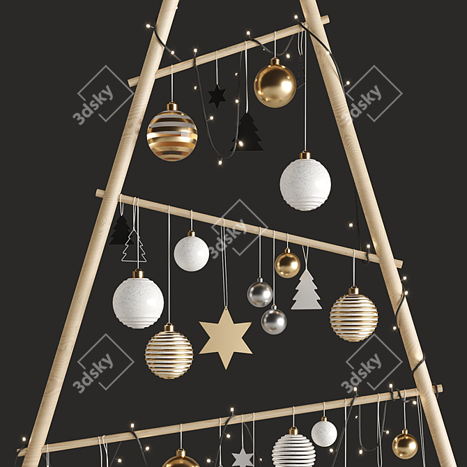 Wooden Christmas Tree 3D Model 3D model image 15