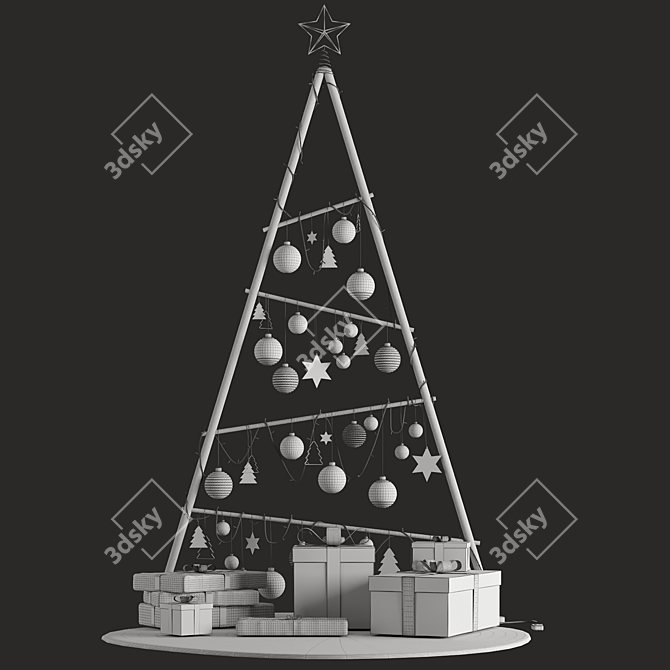 Wooden Christmas Tree 3D Model 3D model image 16