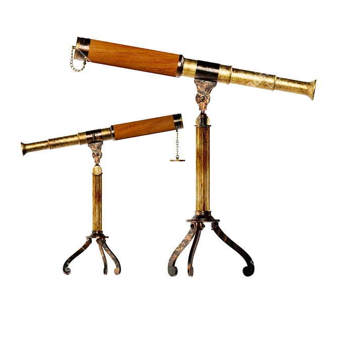 Antique Brass Telescope Stand decor 3D model image 3