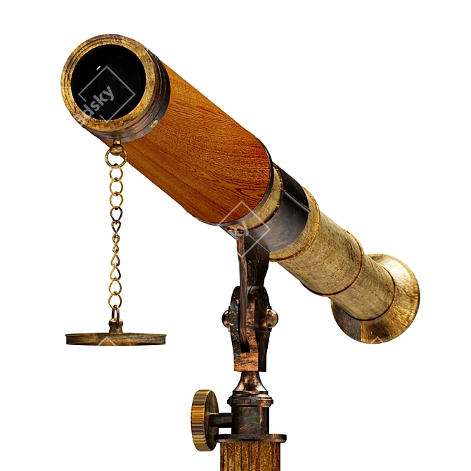 Antique Brass Telescope Stand decor 3D model image 6