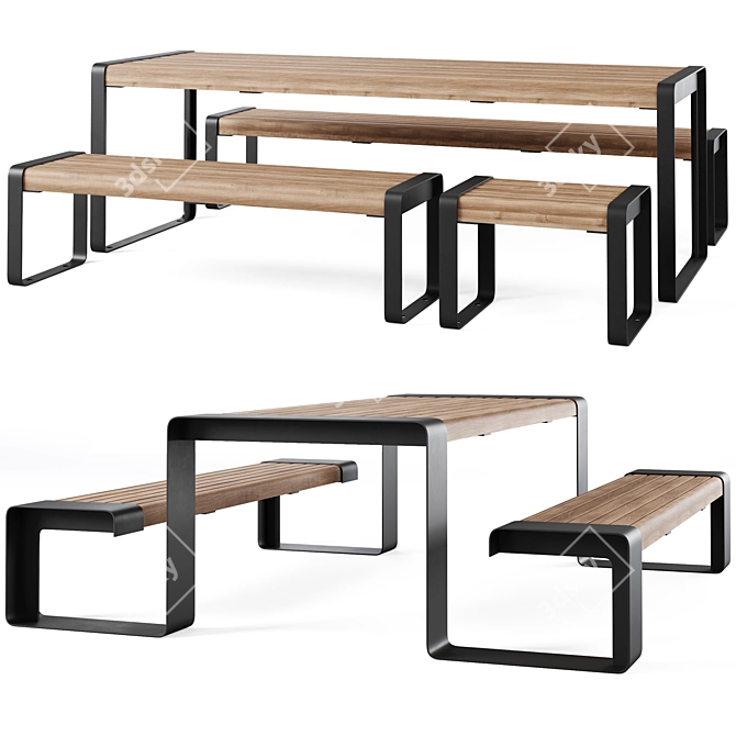 Furns STORR Bench Set 3D model image 1