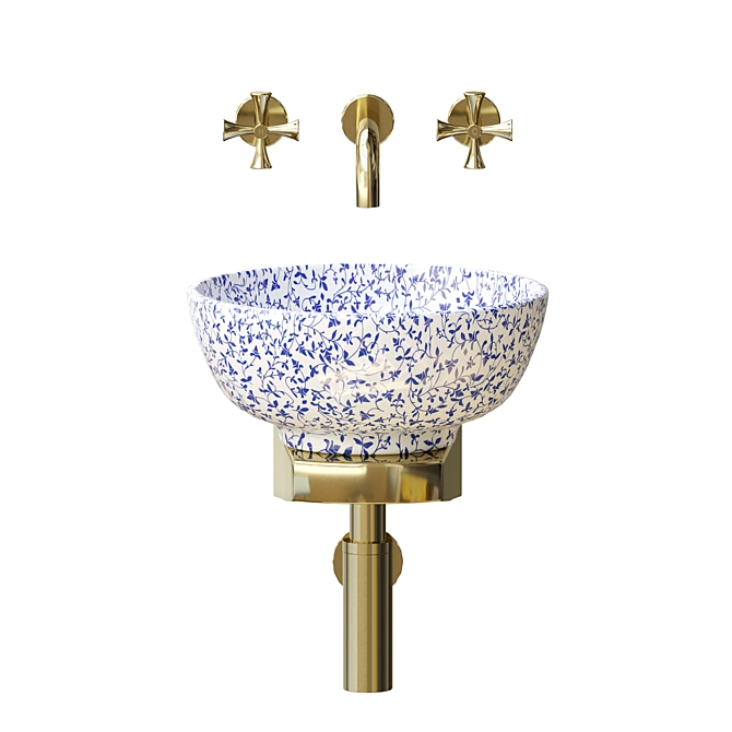 Ornate Plant Mini Pedestal Basin 3D model image 2