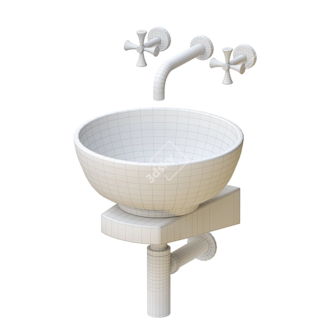 Ornate Plant Mini Pedestal Basin 3D model image 4